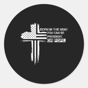 Sticker Rond Le premier pape américain Leo Cardinal Robert Prev