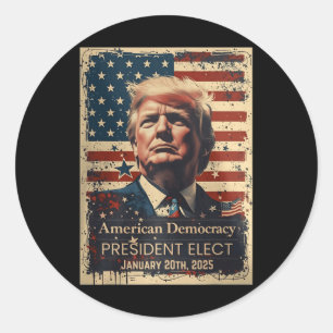 Sticker Rond Le Président Américain De La Démocratie Élève À La