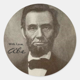 Sticker Rond Le Président américain Vintage Portrait US d'Abe