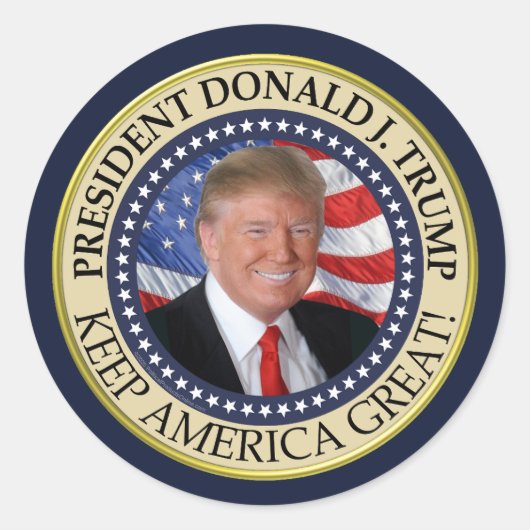 Sticker Rond Le président Donald Trump 2020 garde l'Amérique gr (Devant)