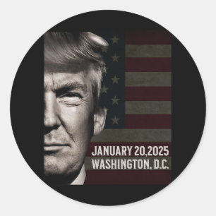 Sticker Rond Le Président Donald Trump 2025 Date d'ouverture
