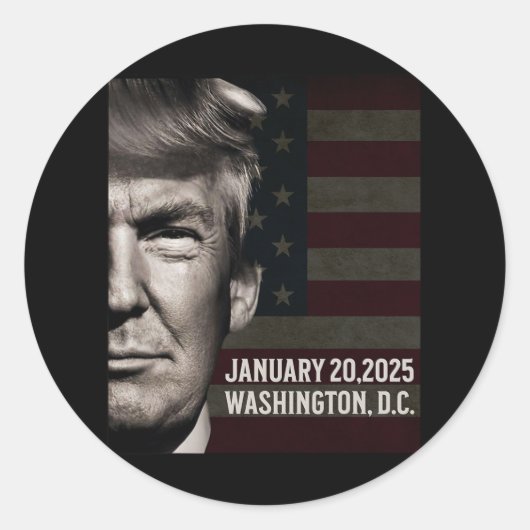 Sticker Rond Le Président Donald Trump 2025 Date d'ouverture (Devant)