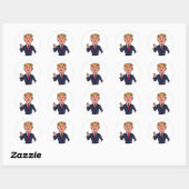 Sticker Rond Le président Donald Trump Discours amusant Caricat (Feuille)