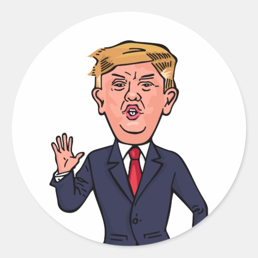 Sticker Rond Le président Donald Trump Discours amusant Caricat (Devant)