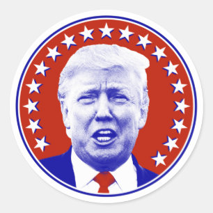 Sticker Rond Le président Donald Trump en rouge