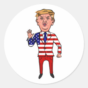 Sticker Rond Le Président patriotique Donald Trump Dessin amus