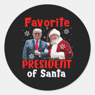 Sticker Rond Le Président Préféré De Père Noël Christmas Fière