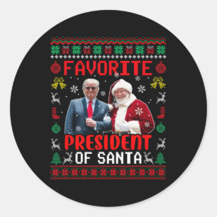 Sticker Rond Le Président Préféré De Père Noël Xmas Trump Avec