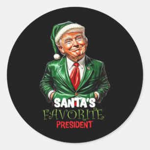 Sticker Rond Le président préféré du Père Noël Drôle Trump