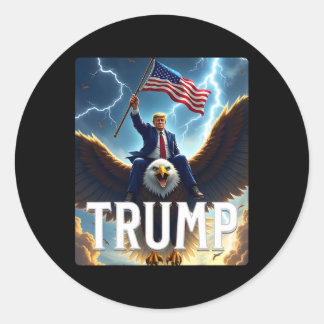 Sticker Rond Le Président Trump Monte Un Aigle. Politique patri