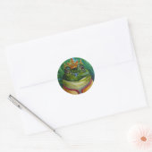 Sticker Rond Le Prince de la Grenouille avec l'Aquarelle Couron (Enveloppe)