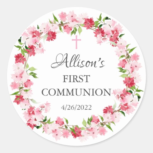 Sticker Rond Le printemps fleurit la communion florale (Devant)