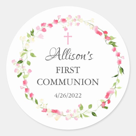 Sticker Rond Le printemps fleurit la communion florale (Devant)