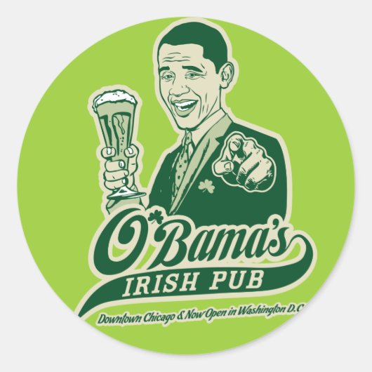 Sticker Rond Le pub irlandais d'Obama (Devant)