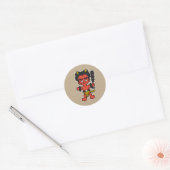 Sticker Rond Le redoutable Monstre Oni-Japonais Yokai (Enveloppe)