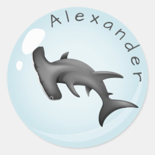 Sticker Rond Le requin marteau dans une bulle Personnaliser