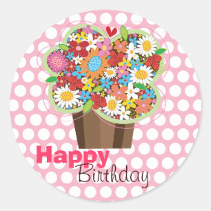 Sticker Rond Le ressort lunatique fleurit l'autocollant