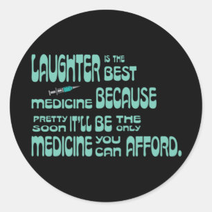 Sticker Rond Le rire est le meilleur remède