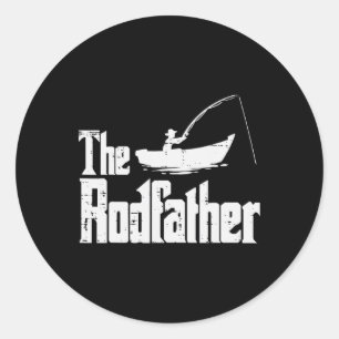 Sticker Rond Le Rodfather Fun Fishing Fête des Pères Film Pun P
