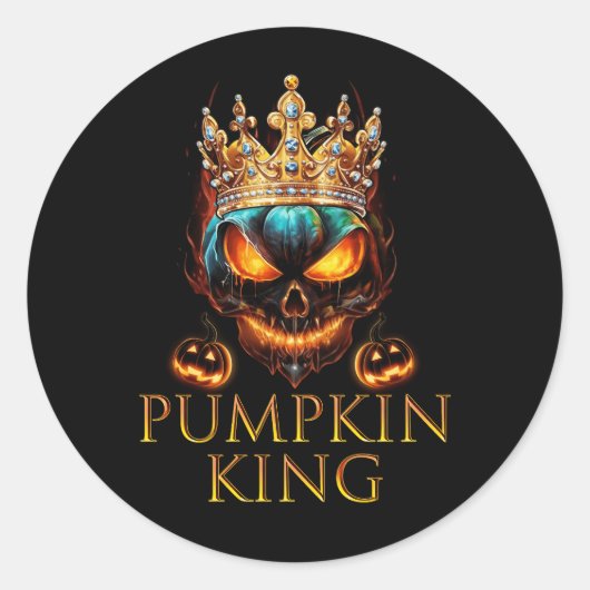 Sticker Rond Le roi Citrouille Halloween Jack-o'-lantern Sc (Devant)
