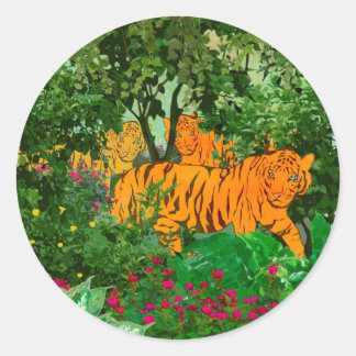 Sticker Rond Le Roi De La Jungle Sauvage | Tigre