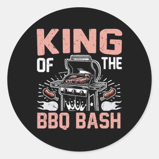 Sticker Rond Le Roi Du Parti Bbq Bash Bbq (Devant)