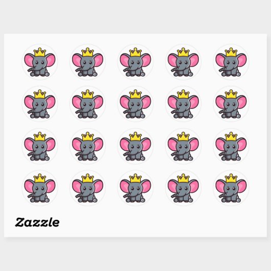 Sticker Rond Le roi éléphant (Feuille)