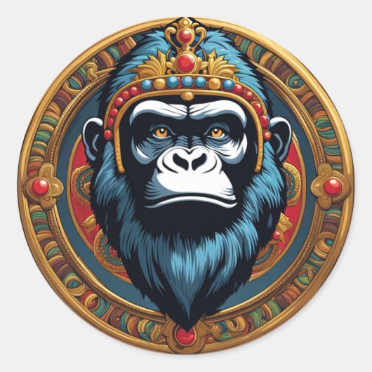 Sticker Rond Le roi Gorilla (Devant)