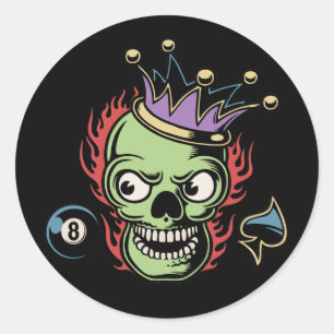Sticker Rond Le Roi Lucky Skull