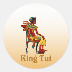 Sticker Rond Le roi Tut sur son trône