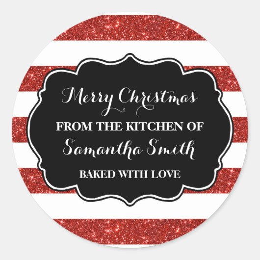 Sticker Rond Le rouge barre l'autocollant de cuisson de Noël (Devant)
