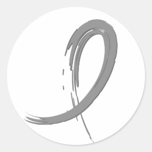 Sticker Rond Le ruban gris A4 du cancer du cerveau
