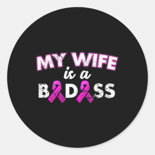 Sticker Rond Le Ruban Ma Femme Est Une Mauvaise Sensibilisation