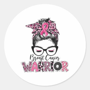Sticker Rond Le Ruban rose Le Guerrier de sensibilisation au ca