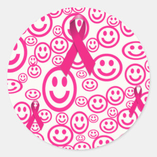 Sticker Rond Le Ruban Rose Sourit Qui Aide