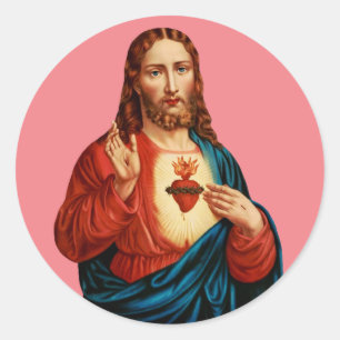 Sticker Rond Le Sacré-Cœur de Jésus