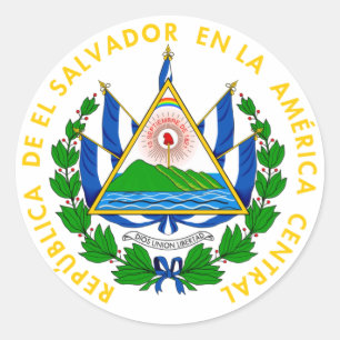 Sticker Rond Le Salvador - emblème/drapeau/manteau des