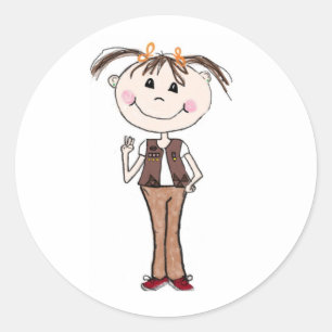Sticker Rond Le Scout Brownie Garde La Promesse