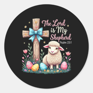 Sticker Rond Le Seigneur Est Mon Berger Agneau Chrétien De Pâqu