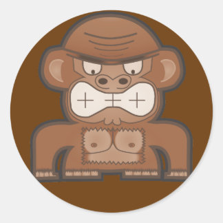 Sticker Rond Le singe âne en colère - Arrière - plan personnali