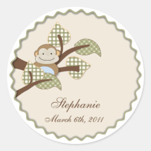 Sticker Rond Le singe dans le plaid part de l'autocollant