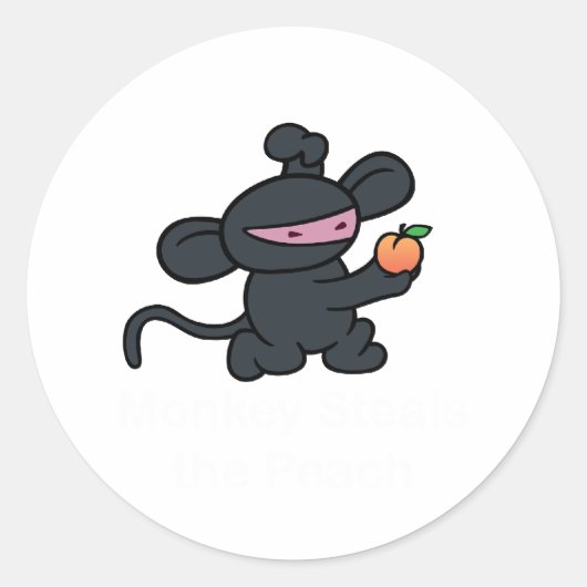 Sticker Rond Le singe de Ninja vole la pêche (Devant)