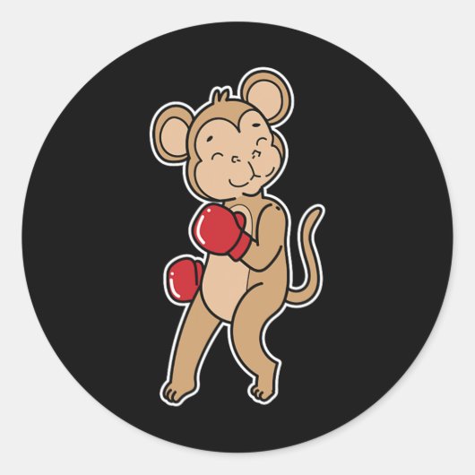 Sticker Rond Le singe fait la boxe (Devant)