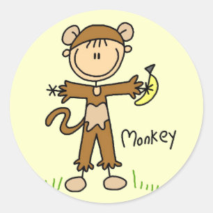 Sticker Rond Le singe habillent le T-shirts et les cadeaux