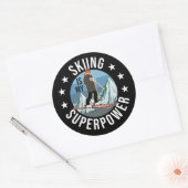 Sticker Rond Le Ski Est Ma Superpuissance (Enveloppe)