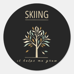 Sticker Rond Le Ski M'Aide À Cultiver Des Pentes Colorées D'Arb