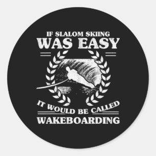 Sticker Rond Le ski nautique en wakeboard rétro slalom était 
