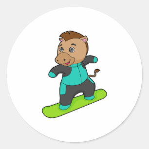 Sticker Rond Le snowboarder de Horse