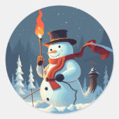 Sticker Rond Le Snowman porte le flambeau olympique (Devant)