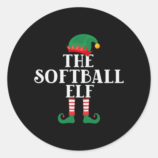 Sticker Rond Le Softball Elf Funny Christmas (Devant)